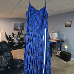 Banana Republic Blue and Black Floral Maxi Dress